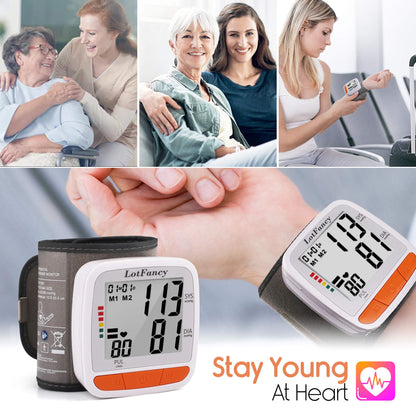 LotFancy Wrist Blood Pressure Monitor, Adjustable Cuff (4.9”-8.1”), 2 Users, 180 Reading Memory, Automatic Digital BP Monitor with Irregular Heartbeat Detector