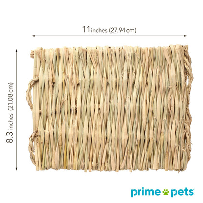 Prime Pets Grass Mat for Rabbits Bunny, 3 Pack, Woven Hay Mat for Small Animals, Natural Straw Bedding Resting Cage Mat for Guinea Pig Parrot Chinchilla Hamster Rat