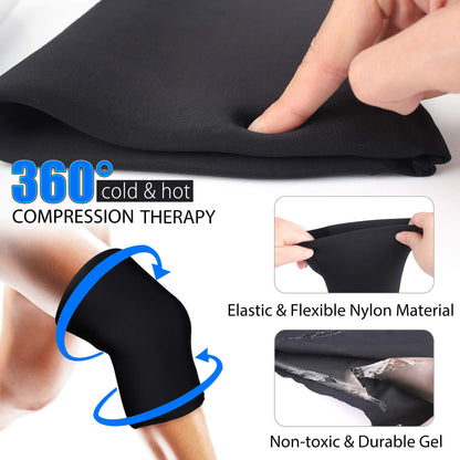 Hot Cold Compression Sleeve for Therapy, LotFancy Elbow Brace Support, Gel Ice Pack Wrap for Injuries, Arthritis, Tendonitis, Sports Recovery, Pain Relief for Arm, Ankle, Knee, Calf, Muscles & Joints