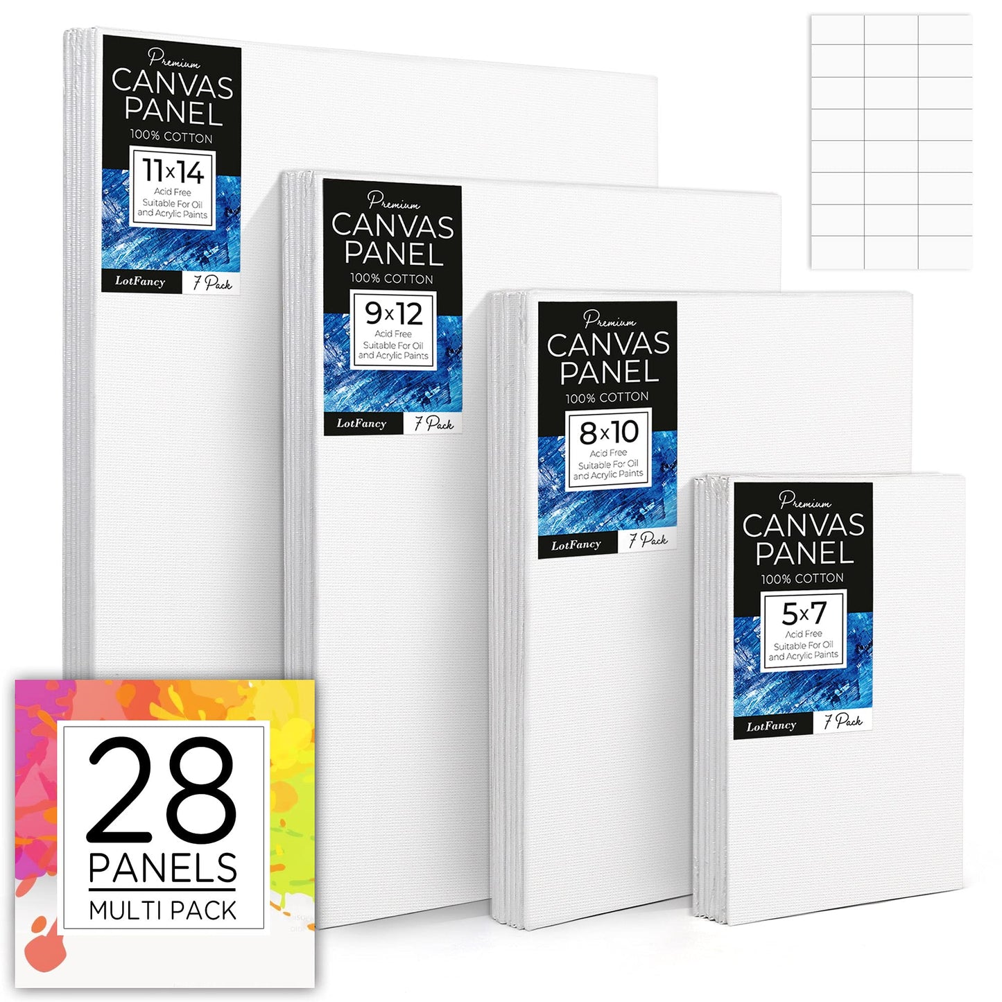 LotFancy Canvases Boards for Painting, 100% Cotton Blank Canvases for Painting, Canvas Panels for Acrylic Pouring, Oil Paint