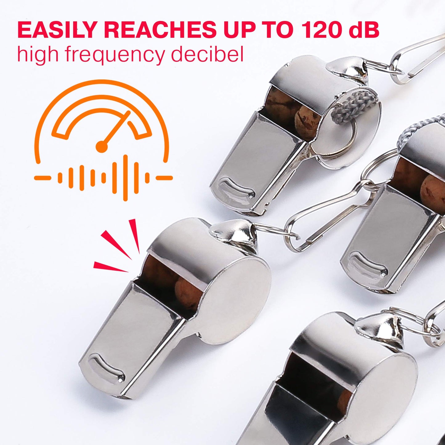 LotFancy Metal Whistles with Lanyard, 7 Pack Stainless Steel Referee Whistles for Coaches and Lifeguards, Loud and Crisp Sound, Bulk for Emergency, Survival, School Sports, Training, Self-Defense