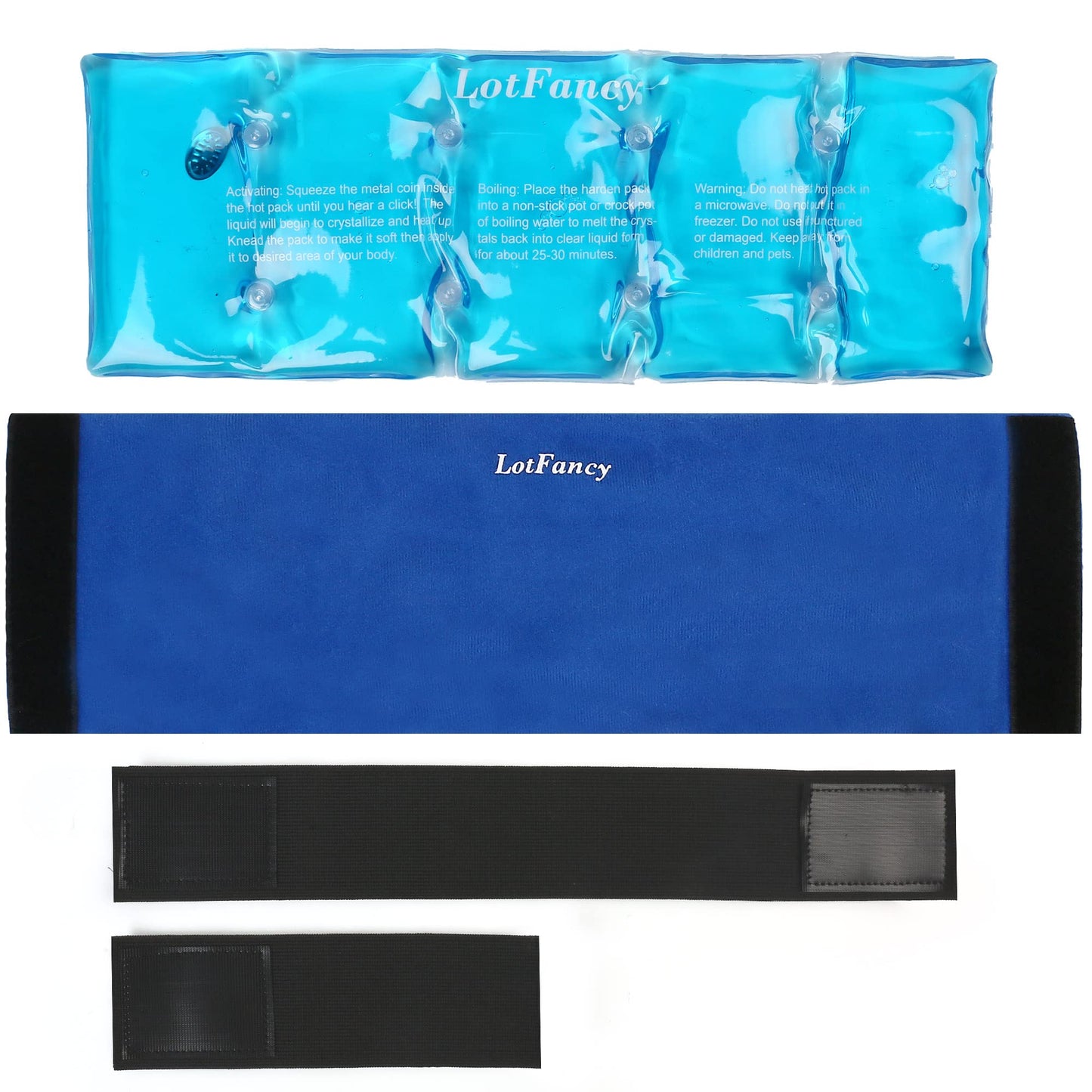 LotFancy Heating Pad, with Adjustable Strap, Reusable Gel Ice Pack Wrap, Click Activated, Instant Hot Cold Therapy Compress for Back, Neck, Shoulder, Knee Pain Relief, 15” x 5”, Mother's Day Gift