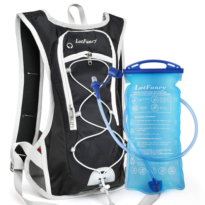 LotFancy Hydration Backpack with 2L Bladder (BPA Free), Leakproof Camel Backpack for Running Cycling Hiking Climbing Race Festival Skiing Walking, Water Hydration Pack for Women Men Kids