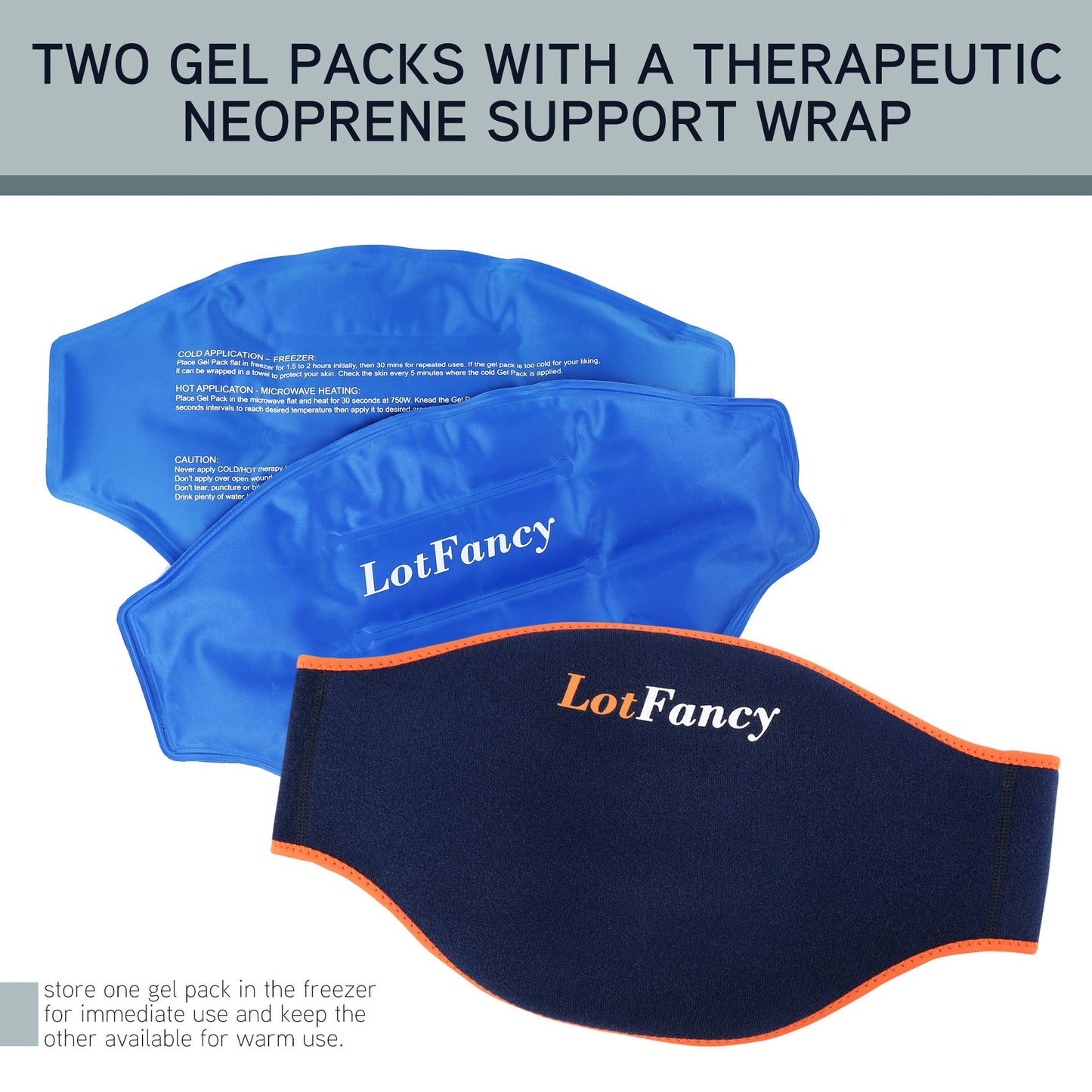 LotFancy Gel Ice Pack for Back Injuries, 2pcs Hot Cold Packs with Wrap for Lower Back Belly Waist Hip Lumbar Abdomen Leg Pain Relief, Reusable Cooling Heating Therapy Compress for Arthritis PMT