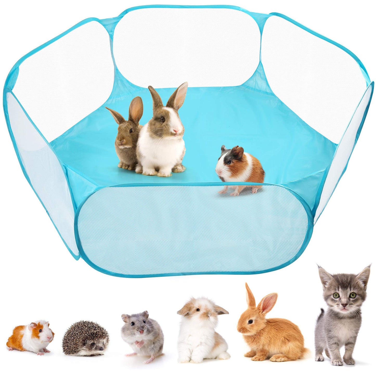 Prime Pets Small Animal Cage Tent, Hamster Pet Playpen, Guinea Pig Cage Yard, Waterproof Foldable Outdoor/Indoor Pop Open Exercise Fence, Yard Fence for Baby Chicken Hedgehogs