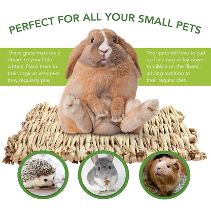 Prime Pets Grass Mat for Rabbits Bunny, 3 Pack, Woven Hay Mat for Small Animals, Natural Straw Bedding Resting Cage Mat for Guinea Pig Parrot Chinchilla Hamster Rat