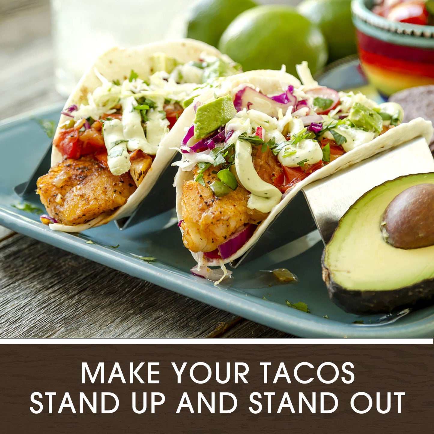 LotFancy Taco Holder Stand with Handles, Set of 4, Stainless Steel Taco Rack Serving Trays, Easy To Fill Tacos Plates, Oven Grill Dishwasher Safe, Shell Baking Racks