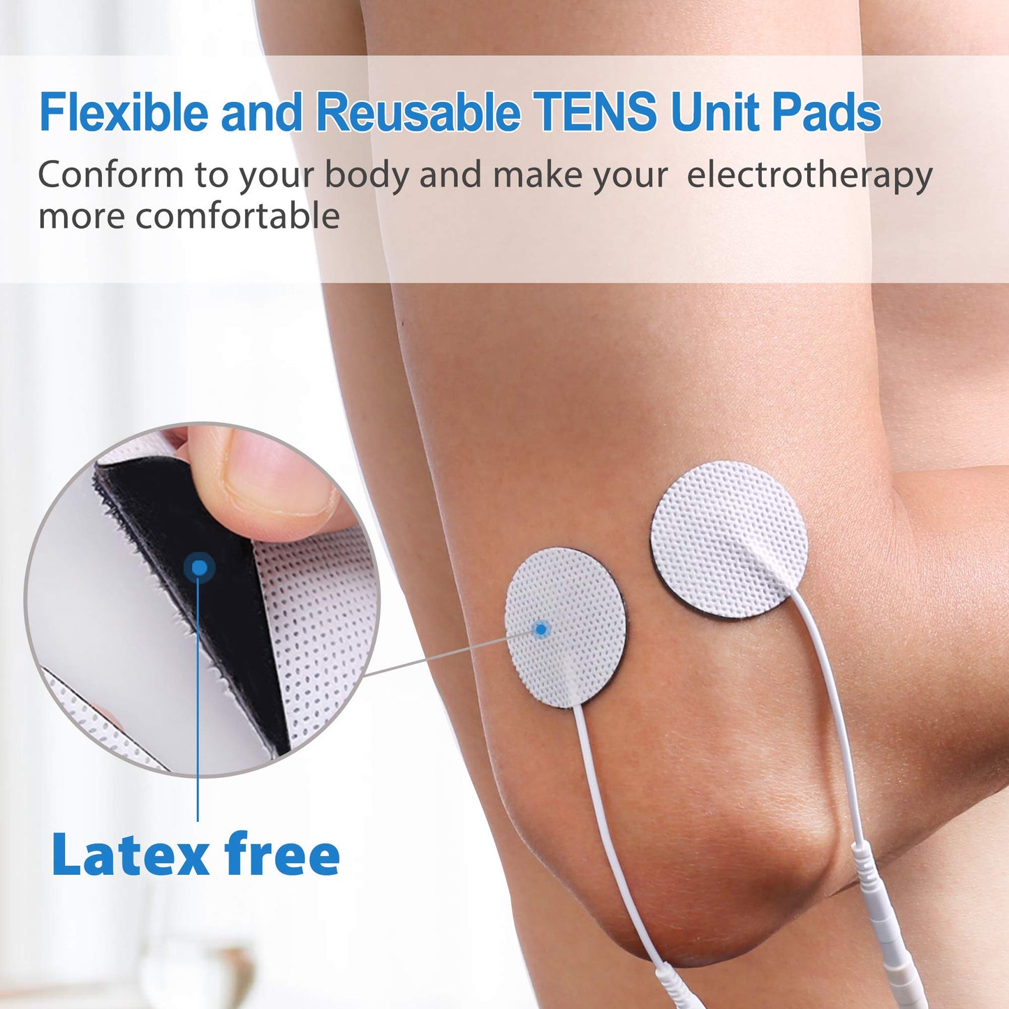 TENS Unit Pads, 40PCS Round Electrodes Pads, 1.25" Reusable Carbon Electrotherapy Pads for EMS Muscle Stimulator, with 2.0 mm Pigtail Connectors