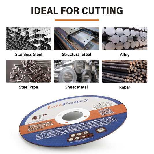 LotFancy Cut Off Wheels 4 1/2 inch, 4 inch, Angle Grinder Cutting Disc, Cutting Wheels for Metal and Stainless Steel, Welding Accessories, Thin Kerf, Flat T1 Cut-Off Tool