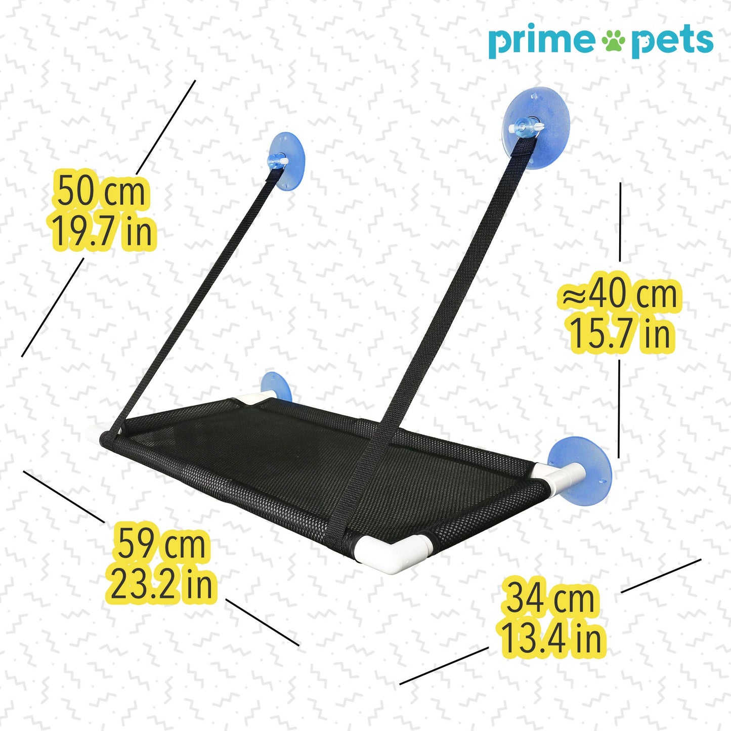 Prime Pets Cat Window Perch for Large Cats, 60x31cm Cat hammocks for Indoor Cats, 4 Suction Cups Carry 20 Pound, 360 Degree Sunbathing and Landscape (Cat Window Perch(Mesh Style))