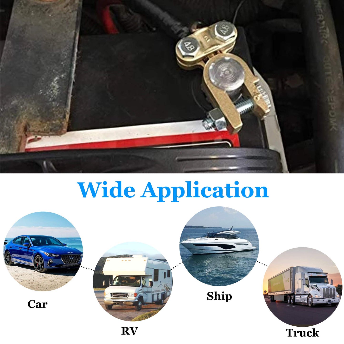 Battery Terminal Connectors, 2 Pcs Positive Negative Battery Terminal Set for Car Marine Ship Boat Camper Truck Auto Vehicle