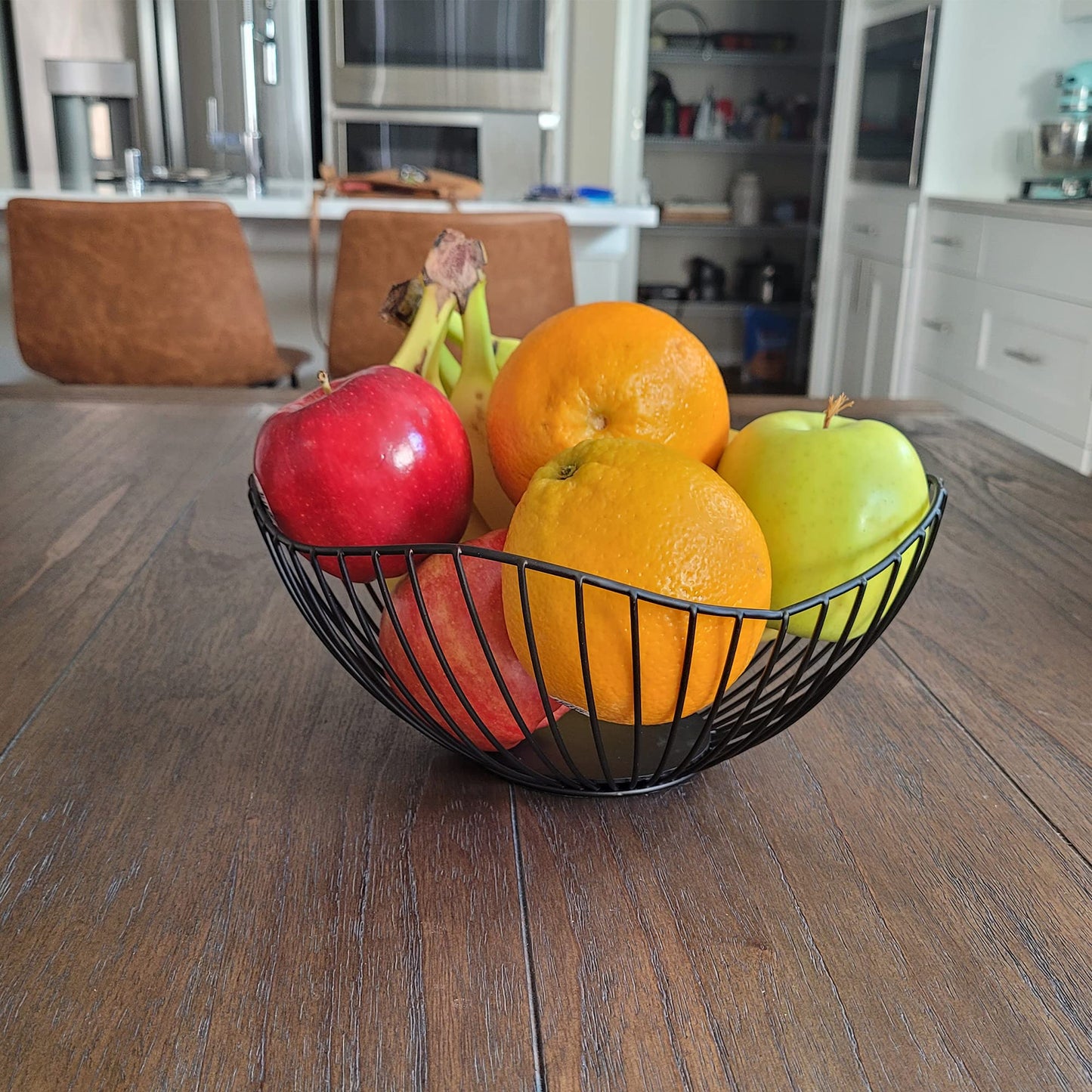 LotFancy Fruit Bowl, 2 Pack, Metal Wire Fruit Basket for Kitchen Living Room, Modern Decorative Countertop Vegetable Fruit Holder Organizer, Black