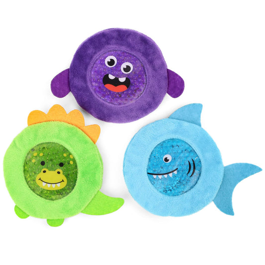 LotFancy Kids Ice Packs for Boo Boos, 3 Pack, Reusable Hot Cold Packs with Cute Plush Sleeves, Small Round Gel Beads Pads for Injuries, Headache, Wisdom Teeth, Pain Relief, 4.75” PMT