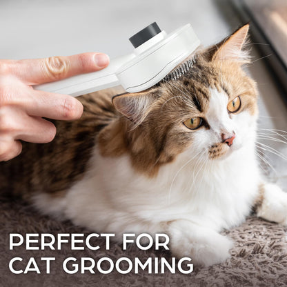 Prime Pets Cat Brush, Self-Cleaning Slicker Brush with Release Button, Cat Grooming Brush for Short or Long Haired Cats, Pet Brush for Kitten Bunny, Pet Hair Removal Tool PMT