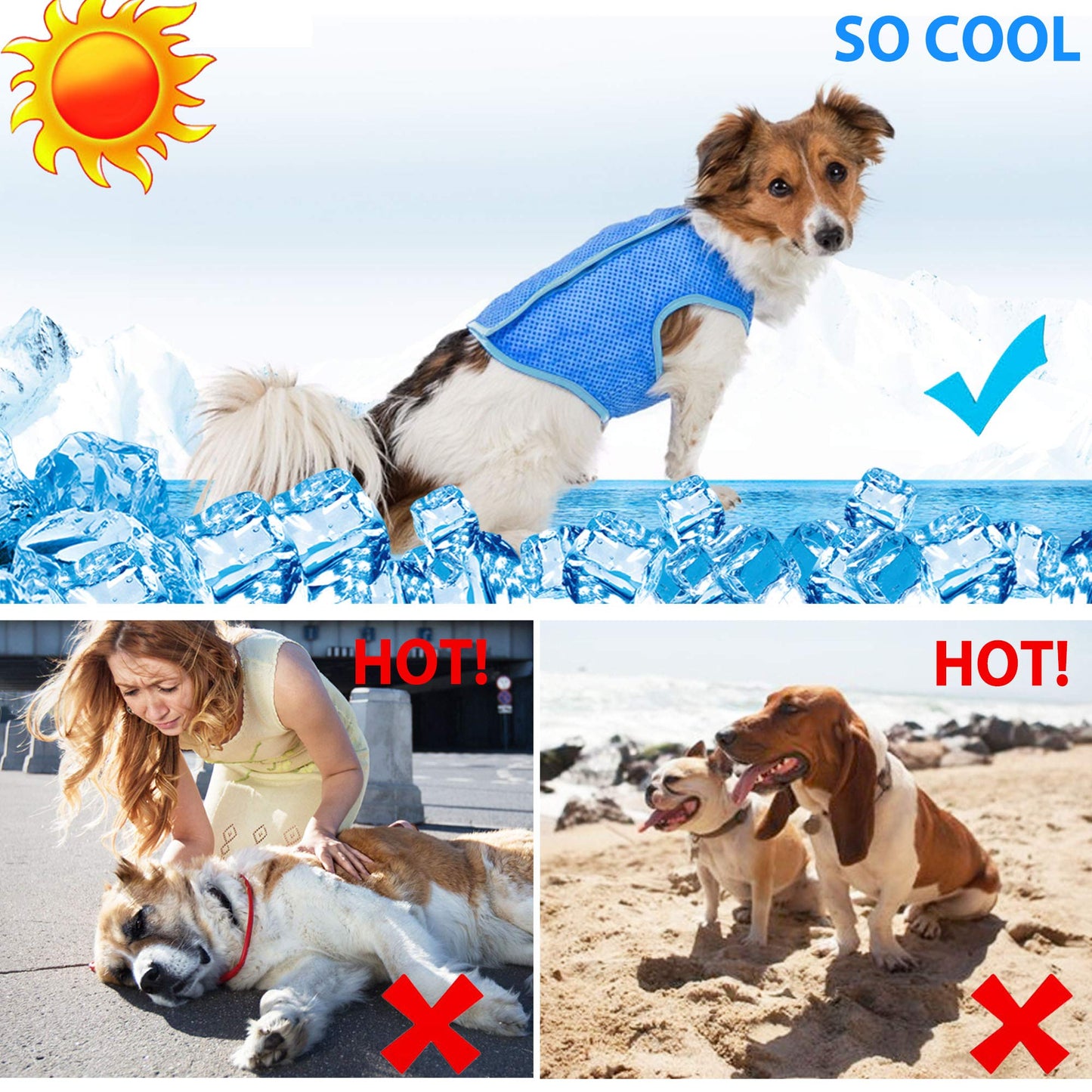 LotFancy Dog Cooling Vest Swamp Cooler Dog Jacket Coat for Puppy Dog Cats Kittens Pets, Blue