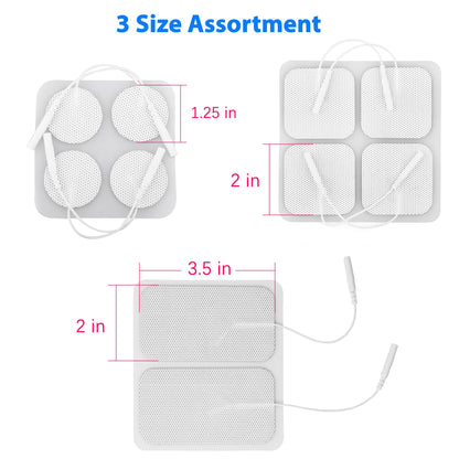 LotFancy TENS Unit Replacement Pads Assorted Sizes, 20PCS Self-Adhesive Electrode Pads for TENS/EMS Massager, 2” x 2” -12Pcs, 2” x 3.5”- 4Pcs, 1.25" Round - 4Pcs