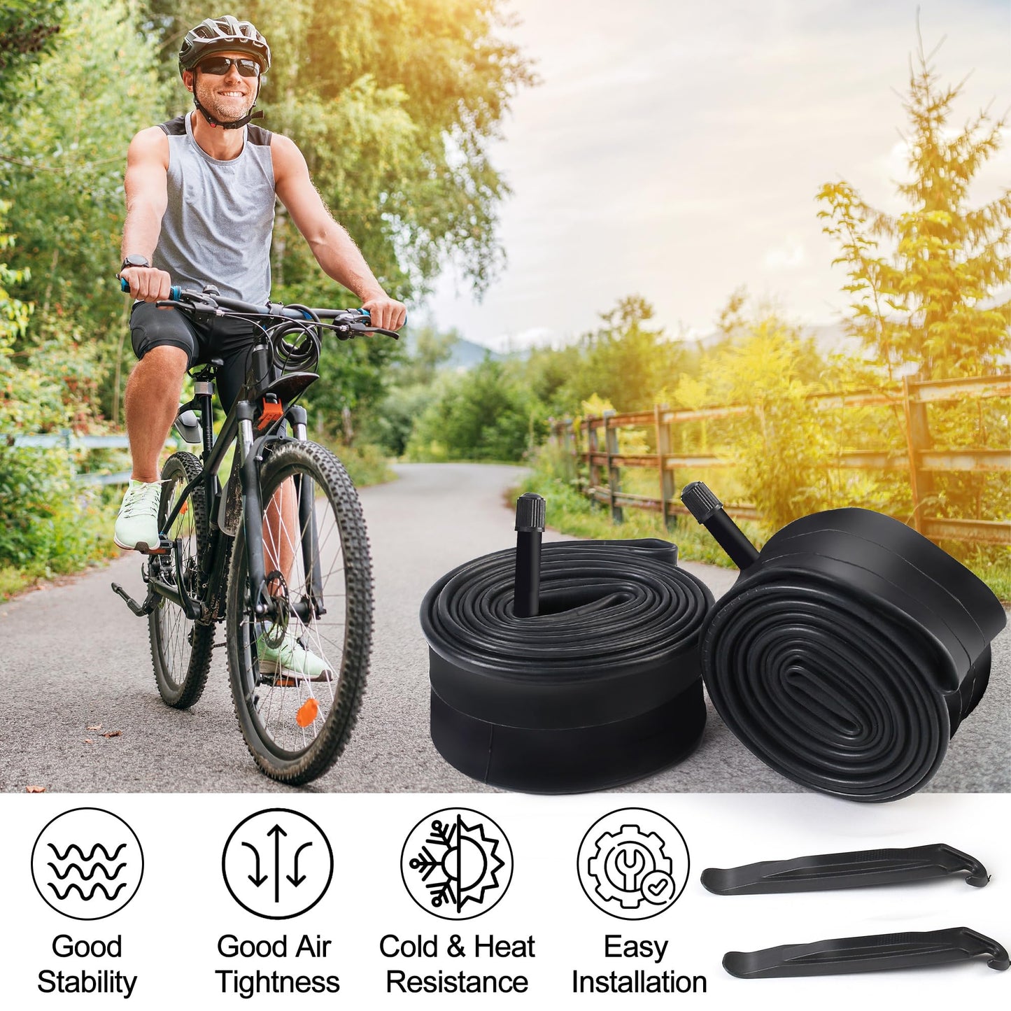 LotFancy 28" 700x35/37/38/40/42/43c Bike Tubes, Packof 2, 700c Road Bicycle Tire Tube