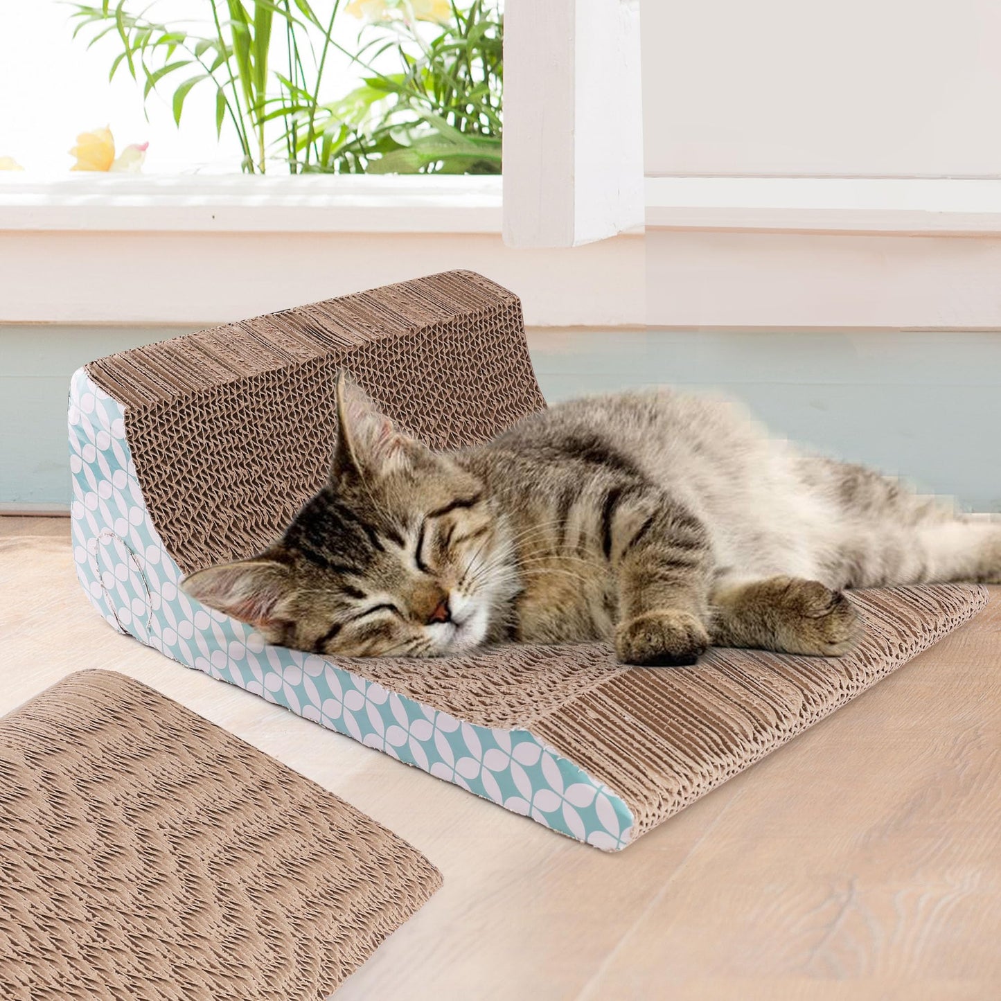 Prime Pets Cat Scratcher Cardboard, Cat Scratching Pad with Ball, 2-in-1, Cat Scratch Cat Scratching Board for Indoor Cats, Removable, Corrugated, Catnip Included PMT