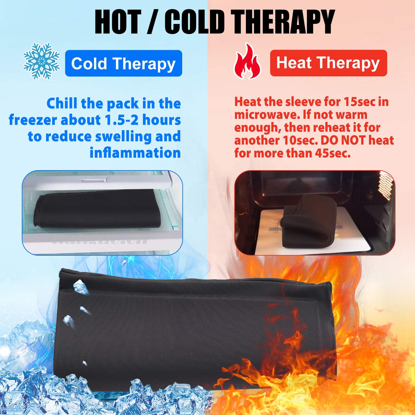 Hot Cold Compression Sleeve for Therapy, LotFancy Elbow Brace Support, Gel Ice Pack Wrap for Injuries, Arthritis, Tendonitis, Sports Recovery, Pain Relief for Arm, Ankle, Knee, Calf, Muscles & Joints