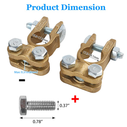 Battery Terminal Connectors, 2 Pcs Positive Negative Battery Terminal Set for Car Marine Ship Boat Camper Truck Auto Vehicle