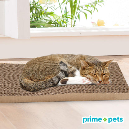 2 in 1 Cardboard Cat Scratcher for Indoor Cats, Reversible Corrugated Cat Scratching Pad with Box, Wave Shaped Replacement Board for Furniture Protector, Catnip Included