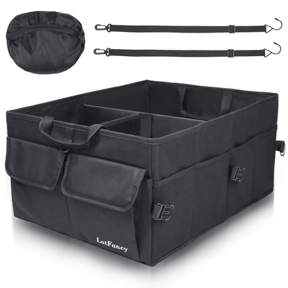 LotFancy Car Trunk Organizer and Storage, Durable Collapsible SUV Cargo Organizer with 2 Straps for Van, Truck, Vehicle, Large Capacity, Non-Slip