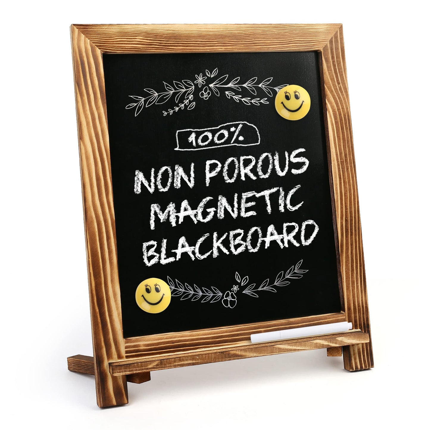 Magnetic Chalkboard Sign, Wood Framed Blackboard, Rustic Chalk Board Easel for Menu Kitchen Wedding Farmhouse Décor, Tabletop or Wall Hanging Display