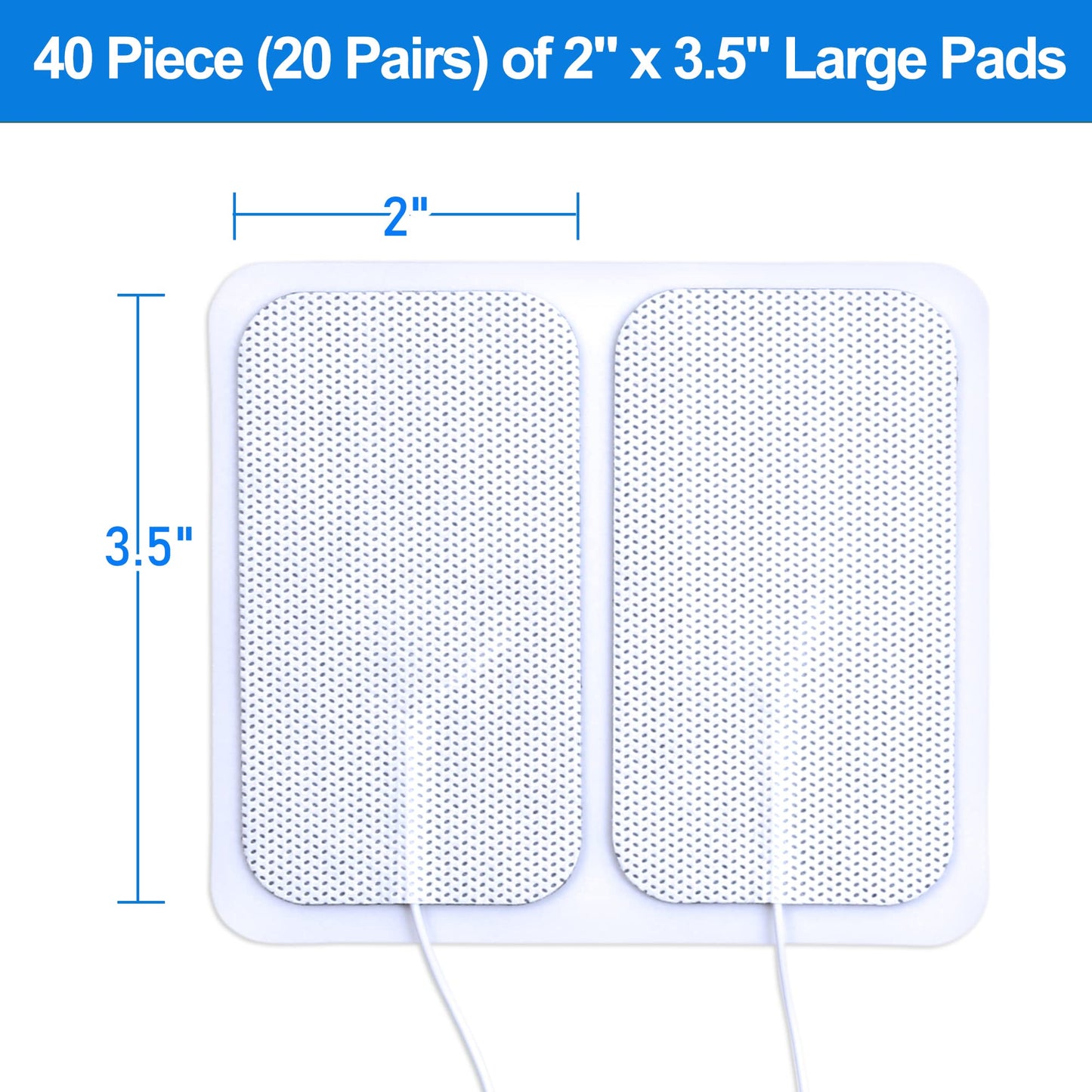 LotFancy TENS Unit Replacement Pads, 40Pcs 2" x 3.5" ReusableTENS Unit Pads, Large Size Rectangular Electrodes Pads for Electrotherapy EMS Massager