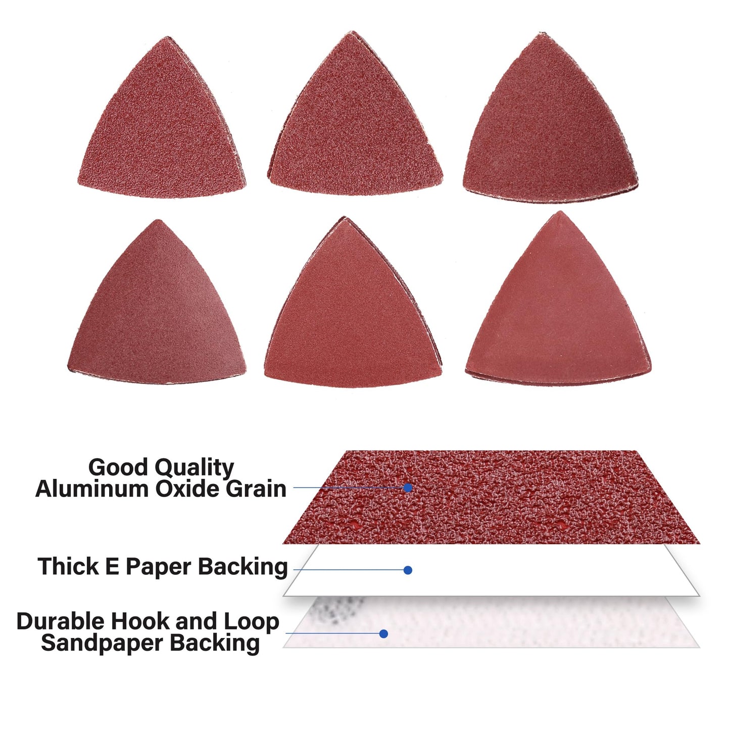 LotFancy Sanding Pad for Oscillating Multitool, Detail Sander Sandpaper, 40 60 80 120 180 240 Assorted Grit Triangle Sanding Sheets, 3-1/8 Inch (80mm), Hook and Loop