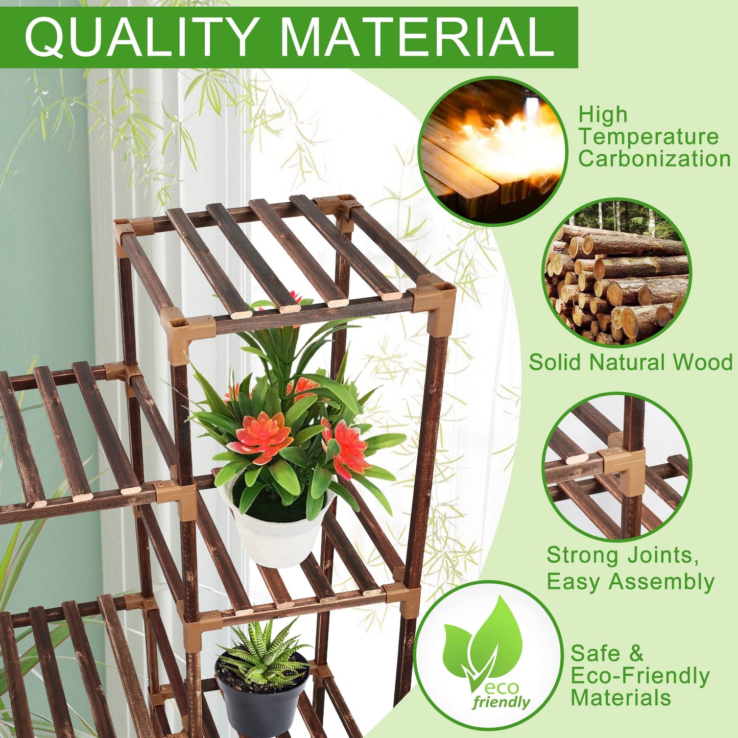 LotFancy Plant Stand Indoor Outdoor, Large Tall Wood Plant Shelf for Multiple Plants, Plant Display Rack Flower Stand for Living Room Patio Corner Balcony Office