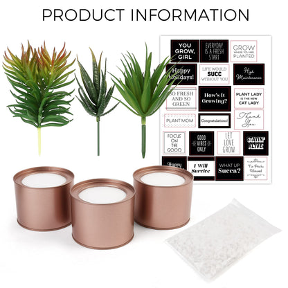LotFancy Artificial Plant, 3Pack 8" Faux Succulent Plants for Office Home Décor