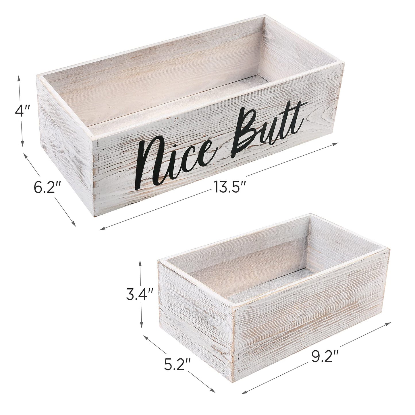 LotFancy Bathroom Decor Box 2 Pack, Wooden Back of Toilet Storage Basket, Toilet Paper Organizer for Home Décor