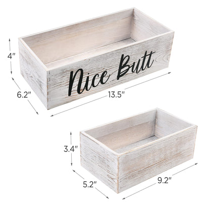 LotFancy Bathroom Decor Box 2 Pack, Wooden Back of Toilet Storage Basket, Toilet Paper Organizer for Home Décor