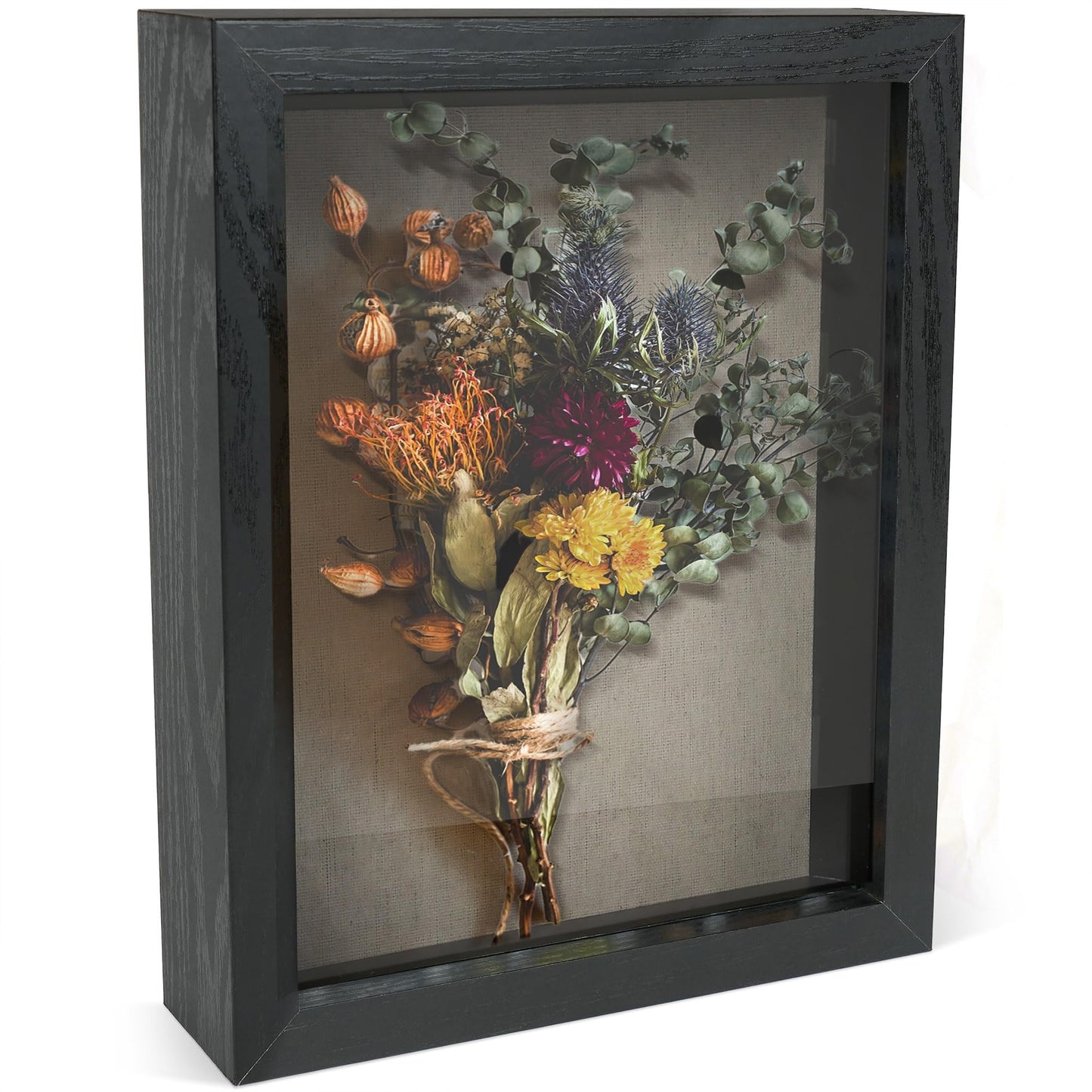 LotFancy Black Shadow Box Wood Frame with Soft Linen Back，Shatter-Resistant Glass. 10 Thumbtacks Included