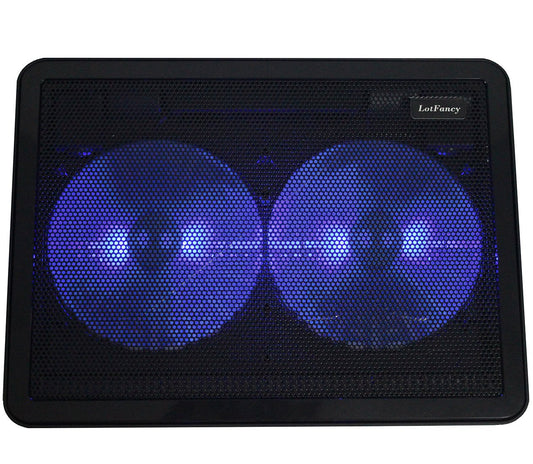 Laptop Cooling Pad with 2 LED Fans by LotFancy - Ultra Slim Portable Chill Mat for 13 to 15 Inch Computer, Dual USB Ports