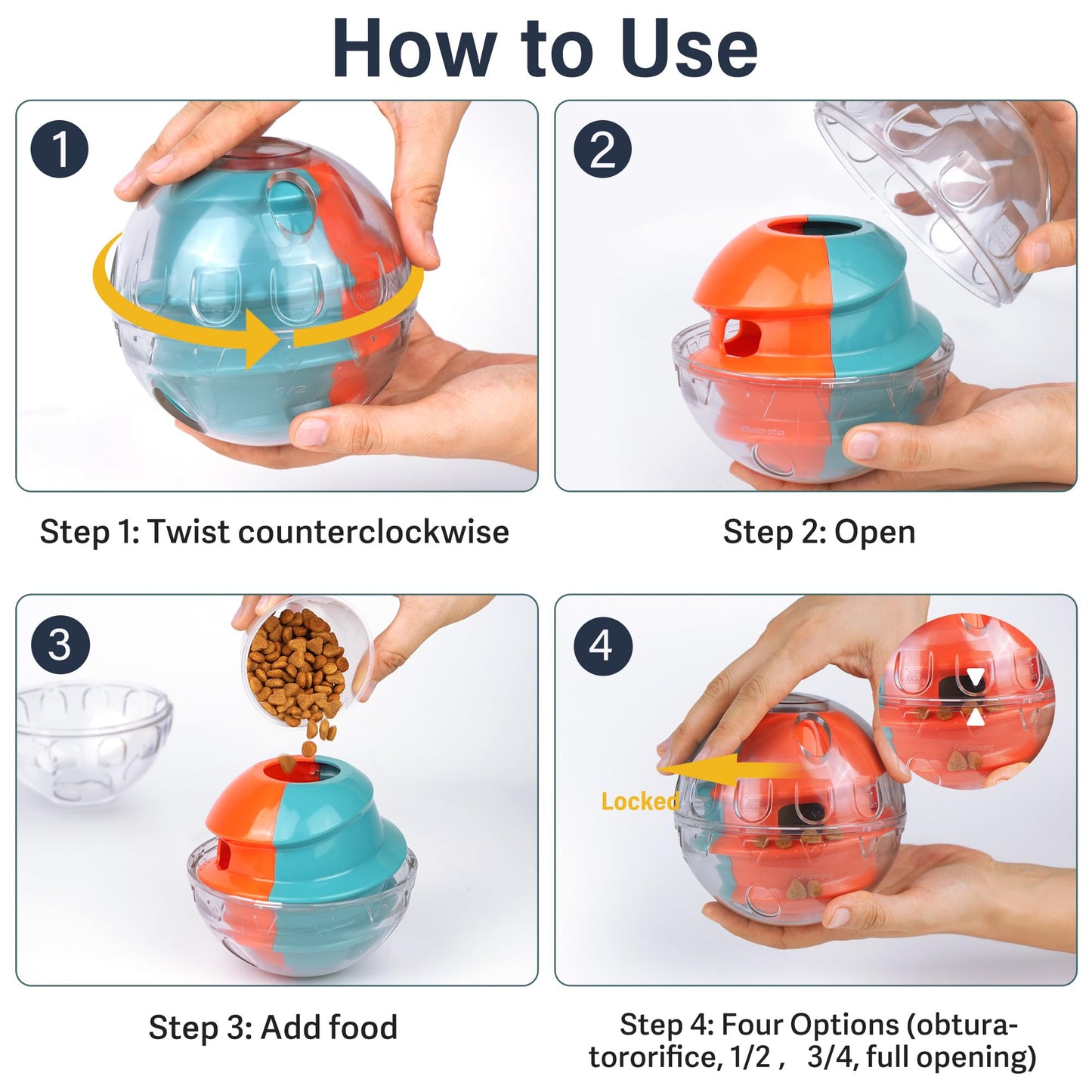 Prime Pets Dog Treat Ball, Adjustable Food Dispensing Toys, Slow Feeder Treat Ball