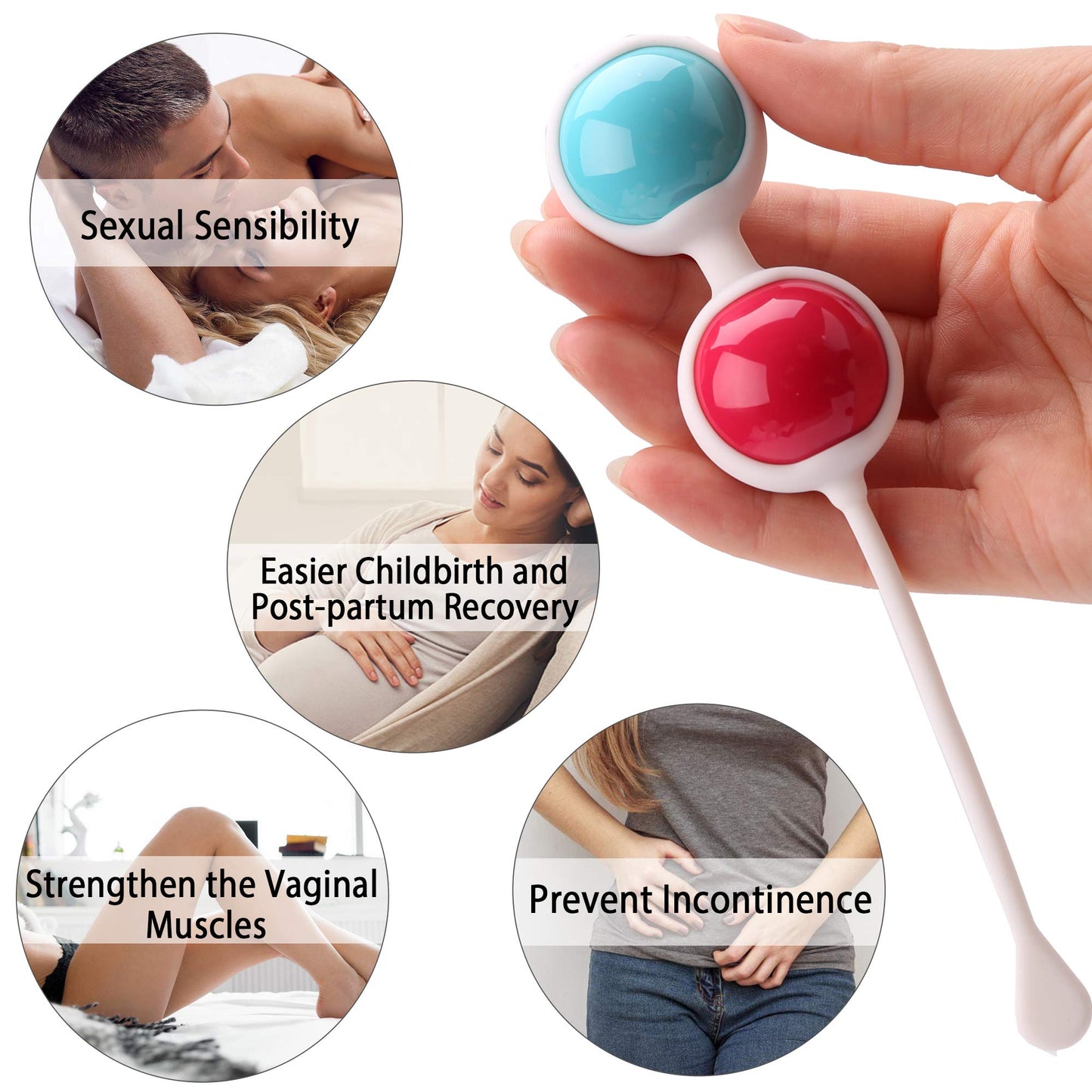 Kegel Balls for Women Tightening, Kegel Weights Exerciser for Beginners or Advanced, Ben Wa Balls Kit for Bladder Control Training, Pelvic Floor Exercises, Pregnancy Postpartum Recovery