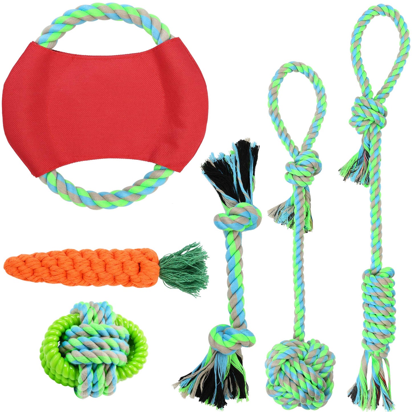 Prime Pets Dog Rope Toys for Puppies Small Dogs, Pack of 6, Interactive Tug of War Dog Toys, Durable Dog Chew Toys, Tough Teething Toys Assortment