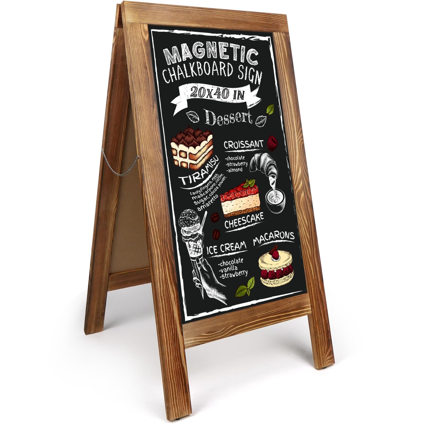 Magnetic Chalkboard Sign, Wood Framed Blackboard, Rustic Chalk Board Easel for Menu Kitchen Wedding Farmhouse Décor, Tabletop or Wall Hanging Display