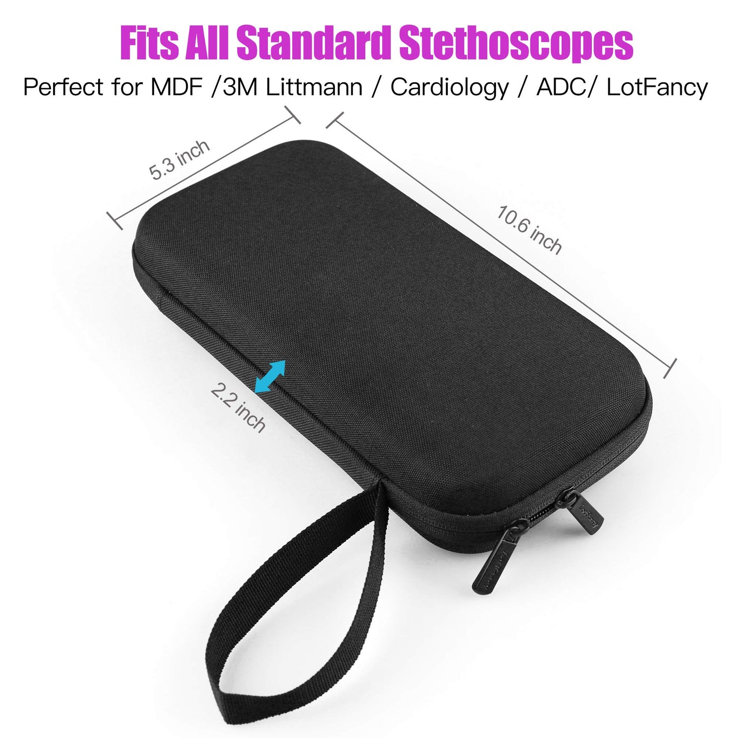 Stethoscope Carrying Case Compatible with 3M Littmann Classic III, Cardiology IV Diagnostic, MDF, ADC, with Handle, Includes Medical LED Penlights & Mesh Pocket for Accessories