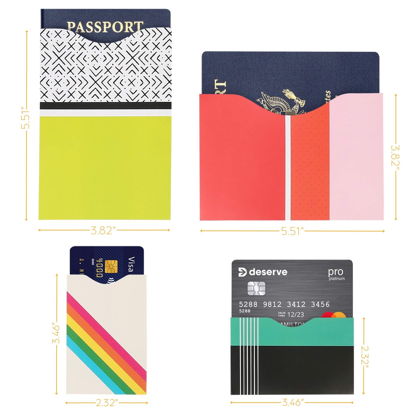 LotFancy RFID Blocking Sleeves (19 Pack, 14 Credit Card Protectors + 5 Passport Sleeves) for Identity Theft Protection, RFID Sleeves with Bright Color, Smart Slim Design fits Wallet/Purse