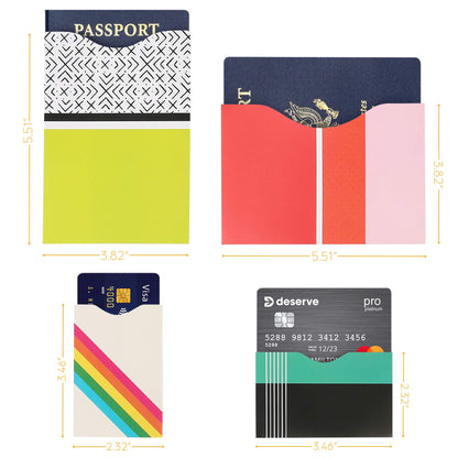 LotFancy RFID Blocking Sleeves (19 Pack, 14 Credit Card Protectors + 5 Passport Sleeves) for Identity Theft Protection, RFID Sleeves with Bright Color, Smart Slim Design fits Wallet/Purse