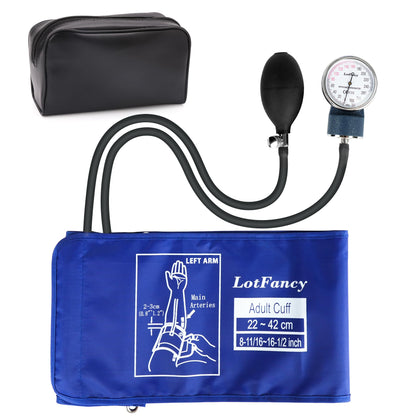 LotFancy Manual Aneroid Sphygmomanometer, Professional Manual Blood Pressure Monitor, 8.7''-16.5'', Adult & Pediatric Child BP Cuff, with Zipper Case, Blue