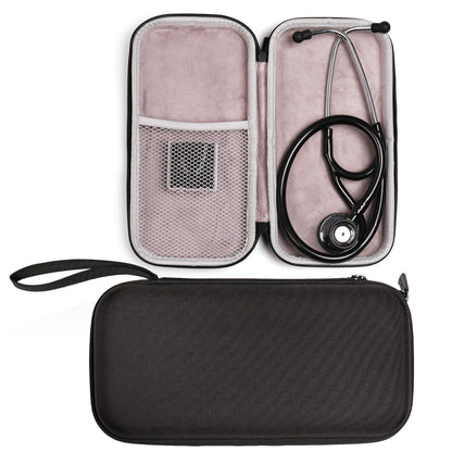 Stethoscope Carrying Case Compatible with 3M Littmann Classic III, Cardiology IV Diagnostic, MDF, ADC, with Handle, Includes Medical LED Penlights & Mesh Pocket for Accessories