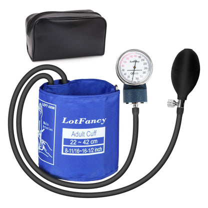 LotFancy Manual Aneroid Sphygmomanometer, Professional Manual Blood Pressure Monitor, 8.7''-16.5'', Adult & Pediatric Child BP Cuff, with Zipper Case, Blue
