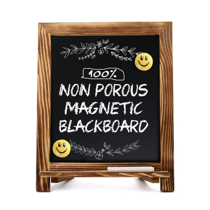 Magnetic Chalkboard Sign, Wood Framed Blackboard, Rustic Chalk Board Easel for Menu Kitchen Wedding Farmhouse Décor, Tabletop or Wall Hanging Display