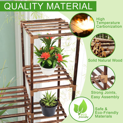 LotFancy Plant Stand Indoor Outdoor, Large Tall Wood Plant Shelf for Multiple Plants, Plant Display Rack Flower Stand for Living Room Patio Corner Balcony Office