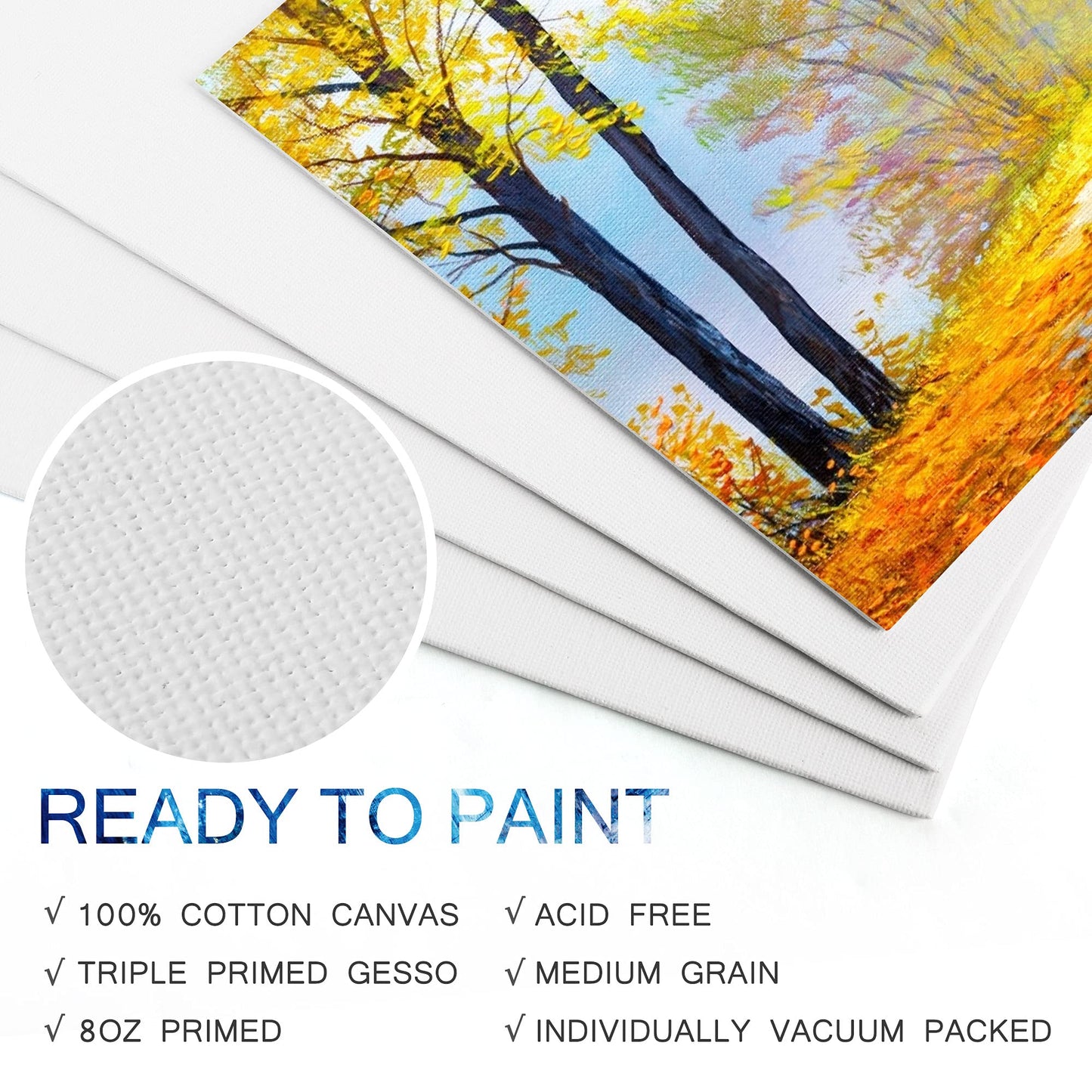 LotFancy Canvases Boards for Painting, 100% Cotton Blank Canvases for Painting, Canvas Panels for Acrylic Pouring, Oil Paint