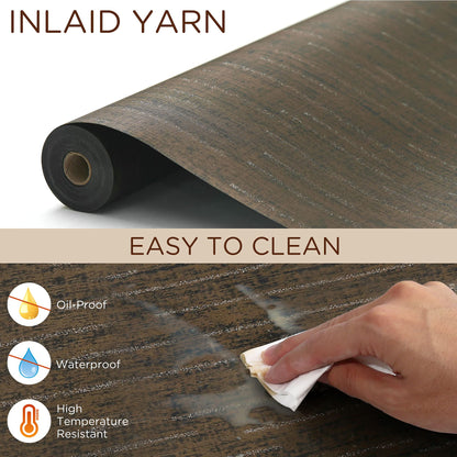 LotFancy Contact Paper, 15.7” x 78.7”, Mocha Brown, Removable Wood Peel and Stick Wallpaper, Waterproof Matte Vinyl Film Roll, Adhesive Liner for Countertop Bathroom Furniture, Squeegee Included