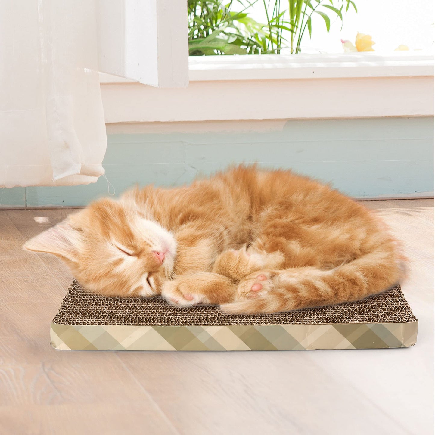 Prime Pets XL Wide Cat Scratcher Cardboard, 2 Pack, Cat Scratching Pads, Corrugated Cat Scratch Board, Large Reversible Refill Sofa Bed Lounge, Catnip Included